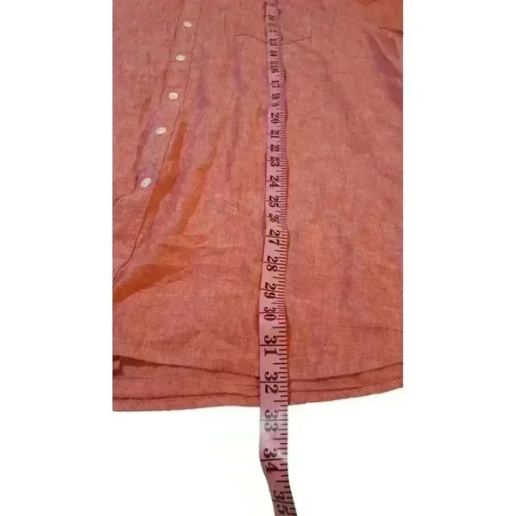 Marc Anthony Mens Slim-Fit Linen Blend Button Shirt Red Short Sleeve‎ Size XXL - Picture 14 of 15